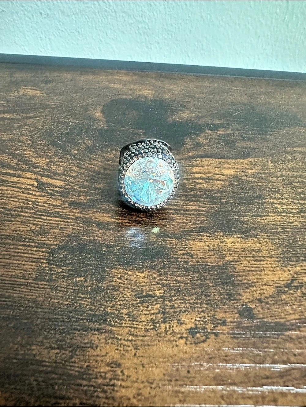 Statement Ring on dark band- adjustable